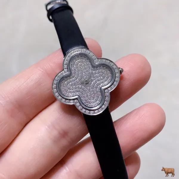Cartier Panthère de Cartier Clover-Shaped Diamond Watch Blue Silk Strap Watches - 11