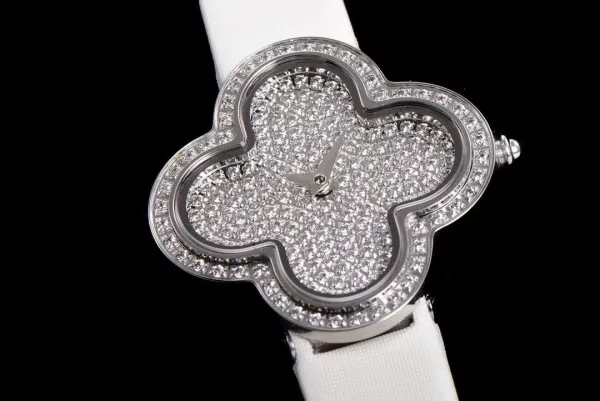 Cartier Panthère de Cartier Clover-Shaped Diamond Watch Blue Silk Strap Watches - 64