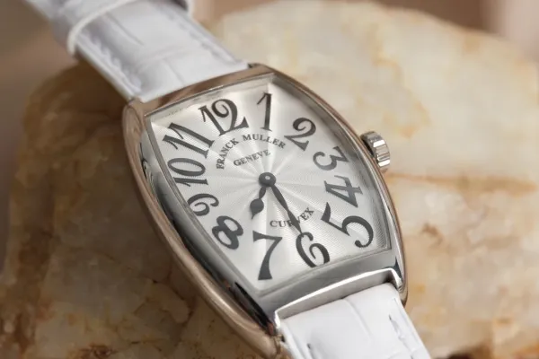 Franck Muller Curvex White Leather Strap Mechanical Watch Watches - 13