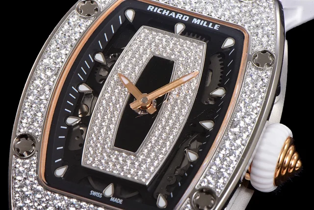 Richard Mille Watches Diamond-Set Tonneau Watch with White Strap product detail image 4