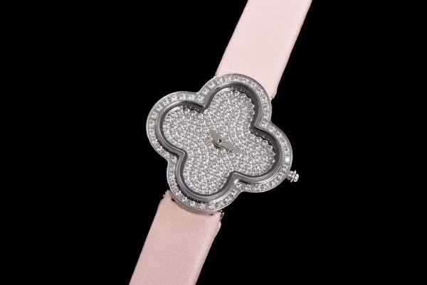 Cartier Panthère de Cartier Clover-Shaped Diamond Watch Blue Silk Strap Watches - 48