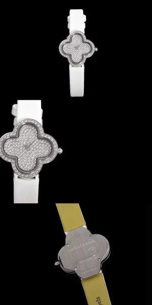 Cartier Panthère de Cartier Clover-Shaped Diamond Watch Blue Silk Strap Watches - 59