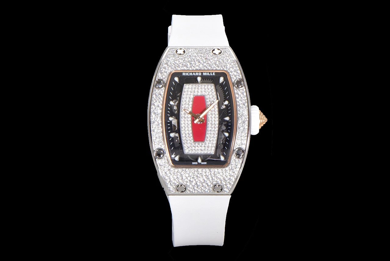 Richard Mille Watches Diamond-Set Tonneau Watch with White Strap image 9