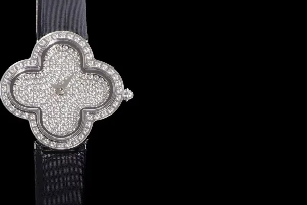 Cartier Panthère de Cartier Clover-Shaped Diamond Watch Blue Silk Strap Watches - 7