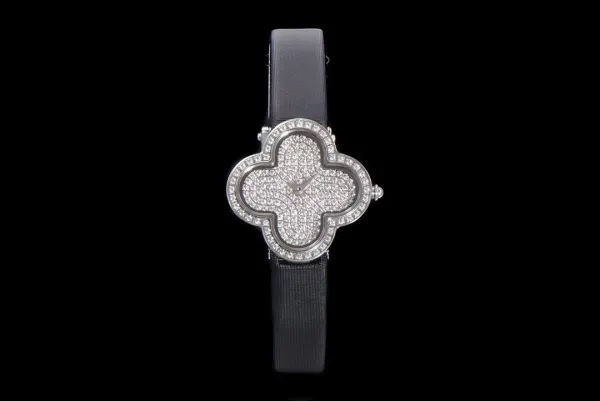 Cartier Panthère de Cartier Clover-Shaped Diamond Watch Blue Silk Strap Watches - 4
