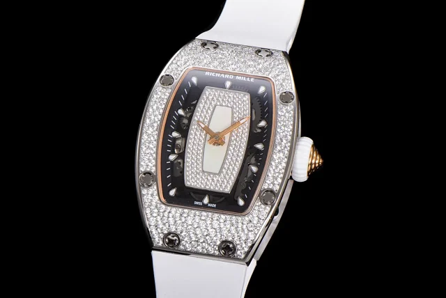 Richard Mille Watches Diamond-Set Tonneau Watch with White Strap product detail image 30