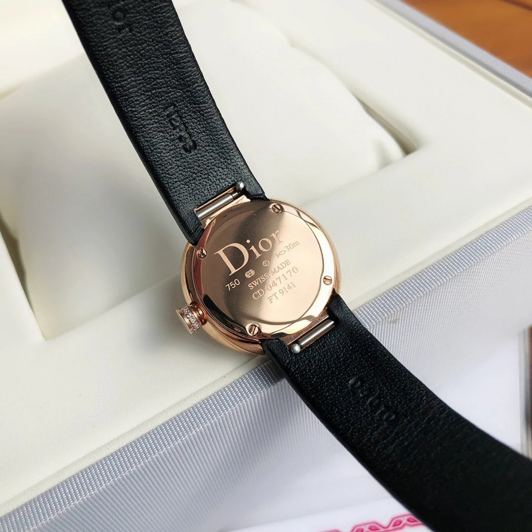 Dior La D de Dior Black Dial Rose Gold Diamond Bezel Watch Watches - 50