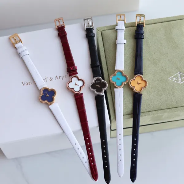 Van Cleef & Arpels Alhambra Yellow Gold Dial Watch with Navy Leather Strap Watches - 20