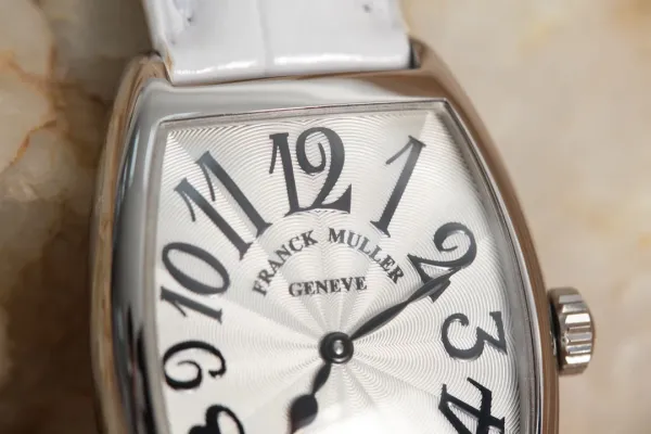 Franck Muller Curvex White Leather Strap Mechanical Watch Watches - 15