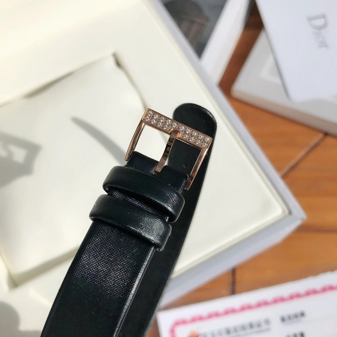 Dior La D de Dior Black Dial Rose Gold Diamond Bezel Watch Watches - 40