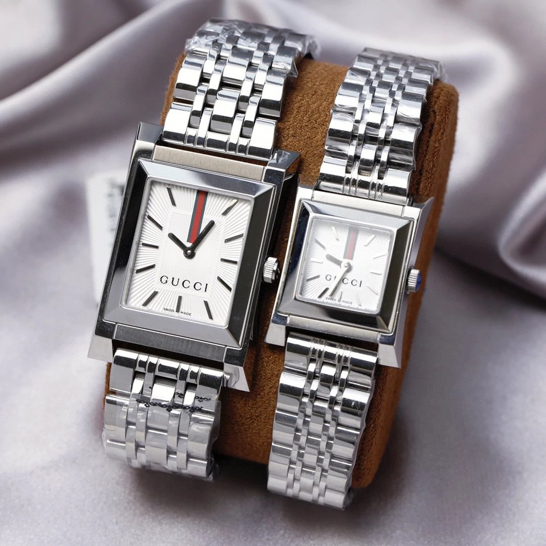 Gucci G-Timeless Square Watch Silver Black Diamond-Encrusted Quartz Watch Watches - 4