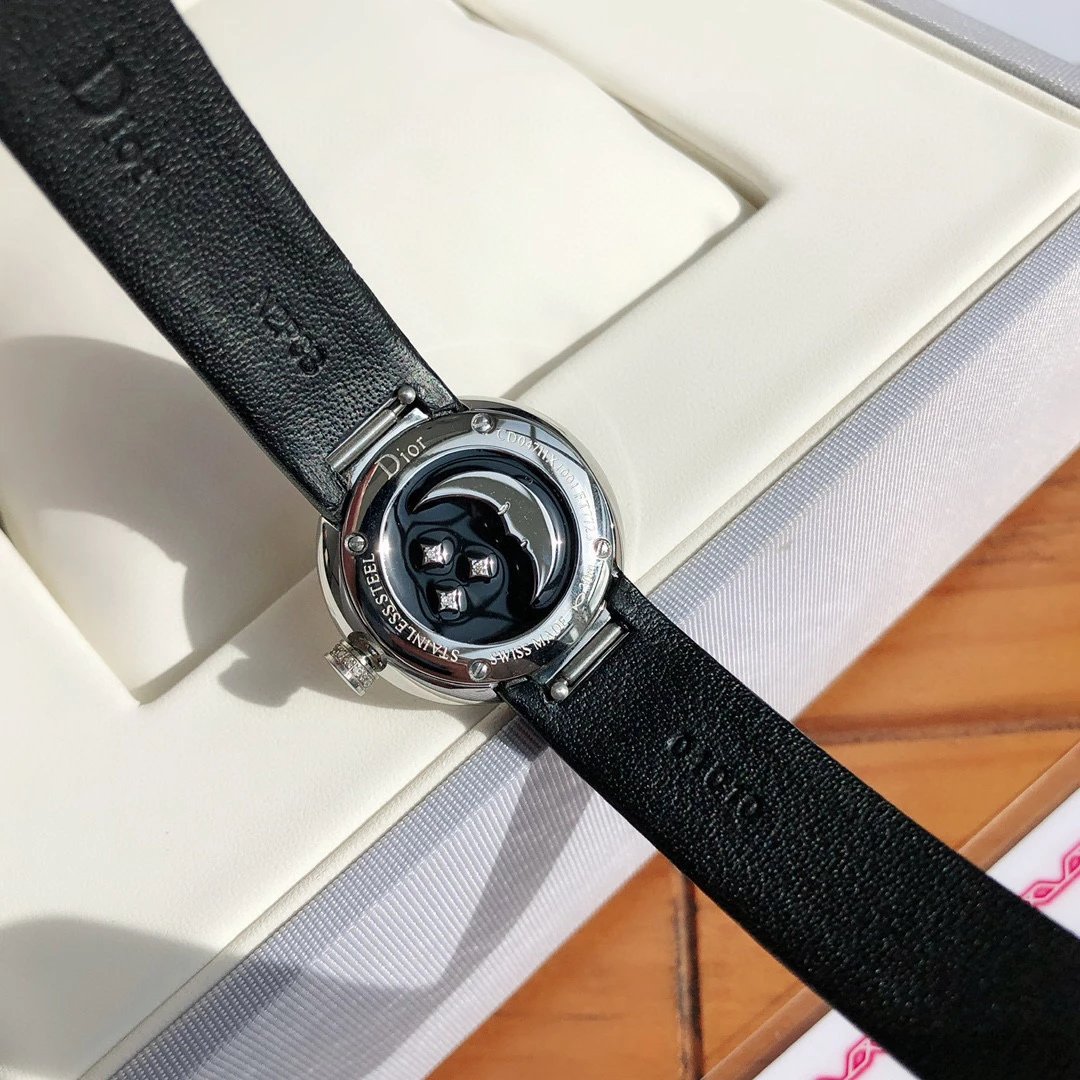 Dior La D de Dior Black Dial Rose Gold Diamond Bezel Watch Watches - 29