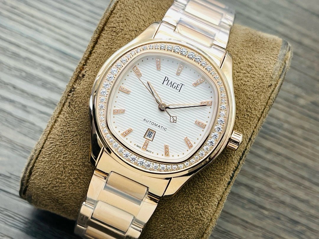 Design Piaget Polo Automatic White Dial Diamond Bezel Two-Tone Steel and Rose Gold Watch Watches - 4