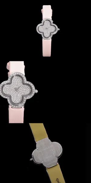 Cartier Panthère de Cartier Clover-Shaped Diamond Watch Blue Silk Strap Watches - 45