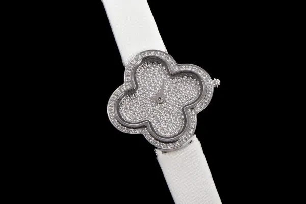 Cartier Panthère de Cartier Clover-Shaped Diamond Watch Blue Silk Strap Watches - 61
