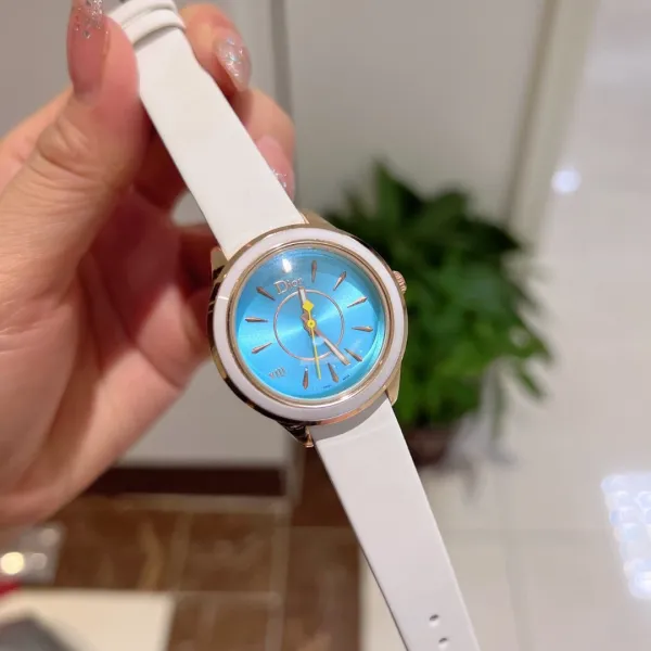 Dior La D de Dior White Strap Black Dial Quartz Watch Watches - 4