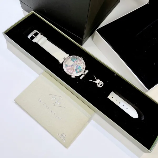 Van Cleef & Arpels Poetic Complications Lady Arpels Heures Florales Watch Navy Blue Leather Watches - 11