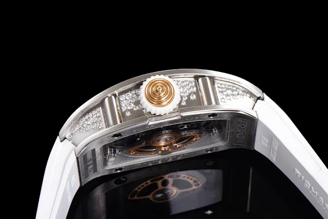 Richard Mille Watches Diamond-Set Tonneau Watch with White Strap product detail image 5