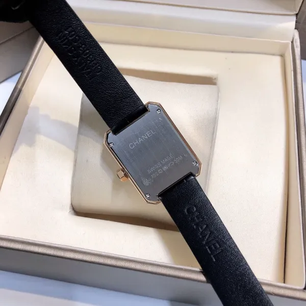 Chanel Première Rectangular Silver Dial Black Leather Watch Watches - 19