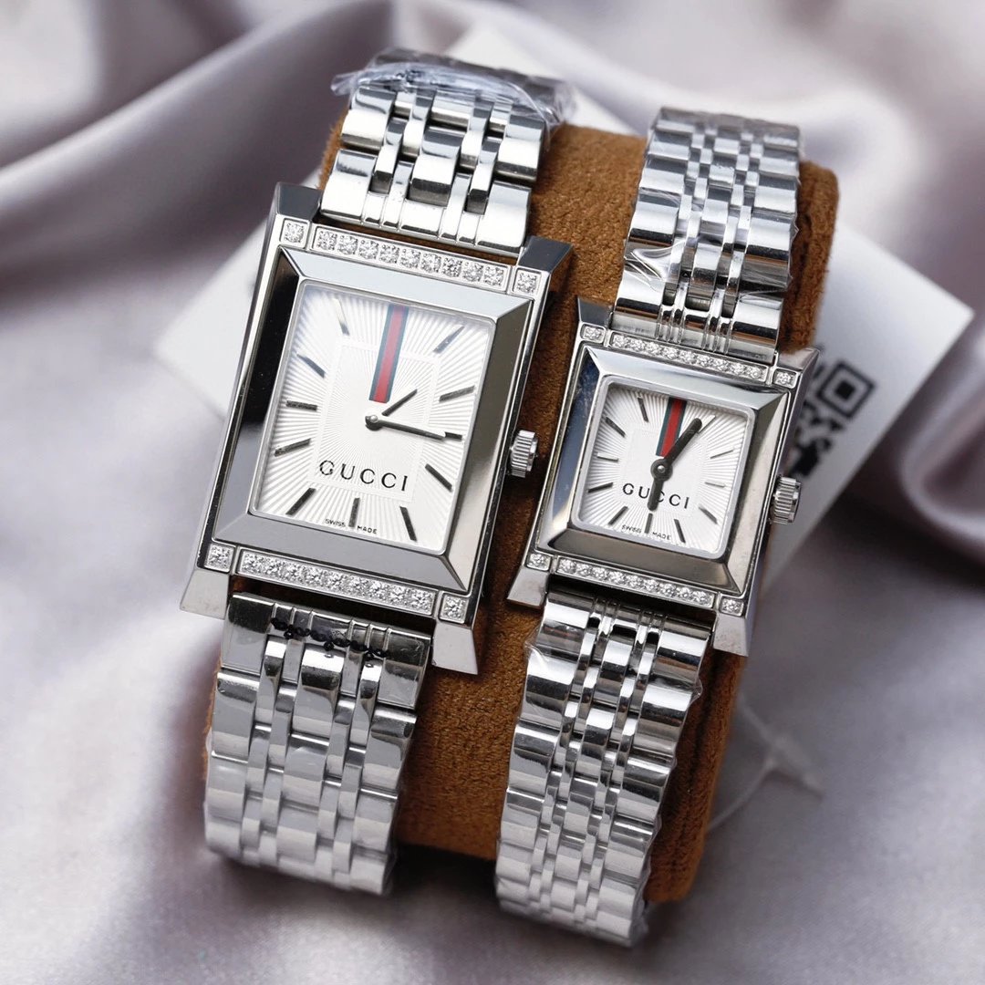 Gucci G-Timeless Square Watch Silver Black Diamond-Encrusted Quartz Watch Watches - 6