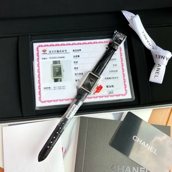 Chanel Boyfriend Watch Black Dial Diamond Bezel Leather Strap Watch Watches - 21