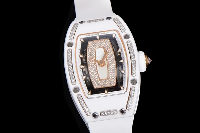 Richard Mille Watches Diamond-Set Tonneau Watch with White Strap product detail image 61