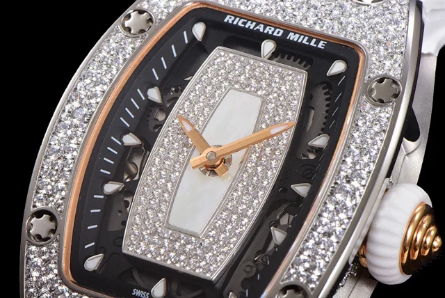 Richard Mille Watches Diamond-Set Tonneau Watch with White Strap product detail image 25
