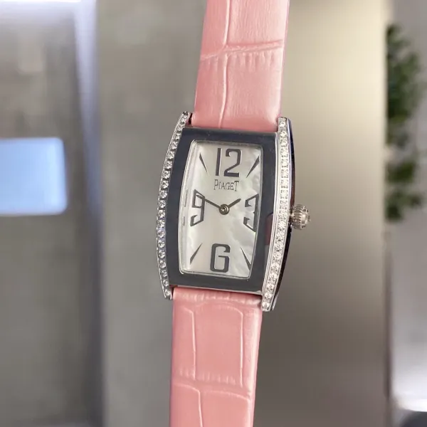 Design Piaget Emperador Coussin Brown Leather Diamond-Set Quartz Watch Watches - 23