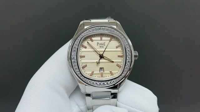 Piaget Watches Stainless Steel Date Watch with Diamond-Set or Brushed Bezel product detail image 7