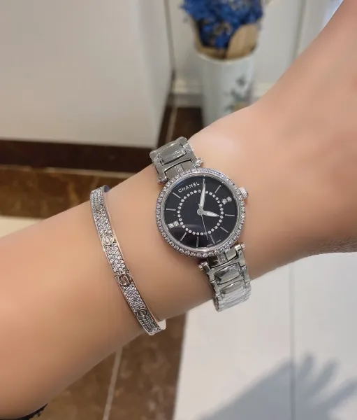 Chanel Mademoiselle Privé Pearl Dial Diamond-Encrusted Watch Silver Watches - 10