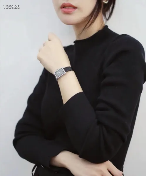 Chanel Boyfriend Watch Black Dial Diamond Bezel Leather Strap Watch Watches - 37