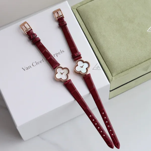 Van Cleef & Arpels Alhambra Yellow Gold Dial Watch with Navy Leather Strap Watches - 2