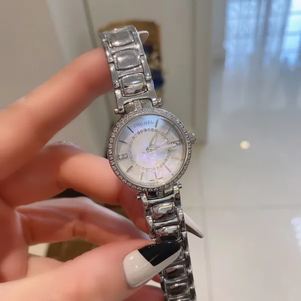 Chanel Mademoiselle Privé Pearl Dial Diamond-Encrusted Watch Silver Watches - 5