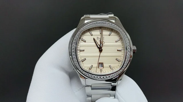 Piaget Watches Stainless Steel Date Watch with Diamond-Set or Brushed Bezel product detail image 1