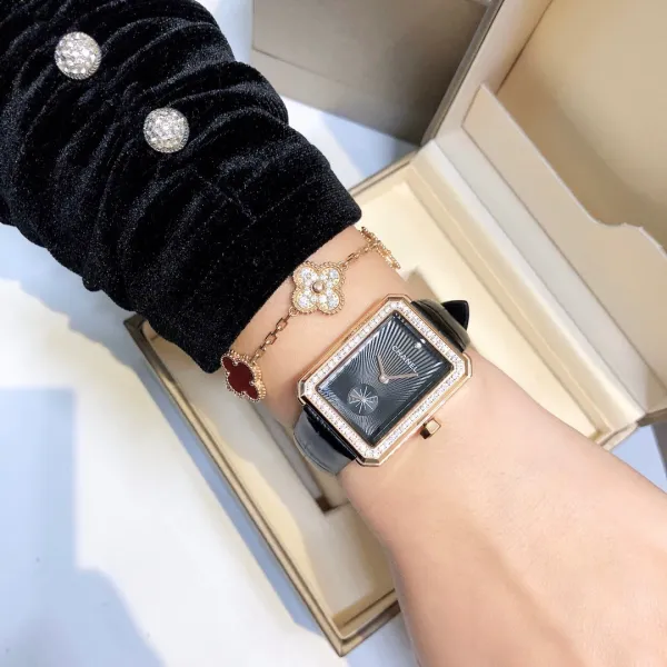 Chanel Première Rectangular Silver Dial Black Leather Watch Watches - 6
