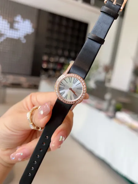 Design Piaget Limelight Gala Rose Gold Diamond-Set Black Leather Watch Watches - 14