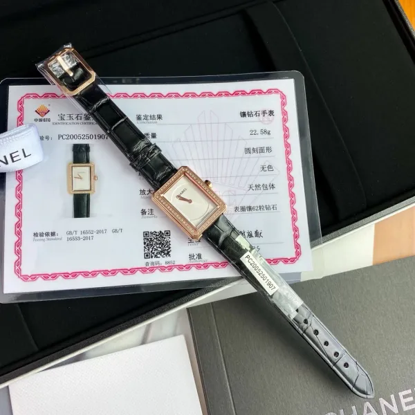 Chanel Boyfriend Watch Black Dial Diamond Bezel Leather Strap Watch Watches - 9