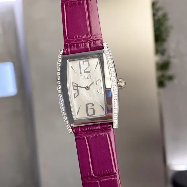 Design Piaget Emperador Coussin Brown Leather Diamond-Set Quartz Watch Watches - 3