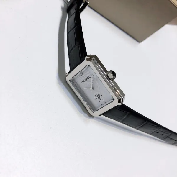 Chanel Première Rectangular Silver Dial Black Leather Watch Watches - 23