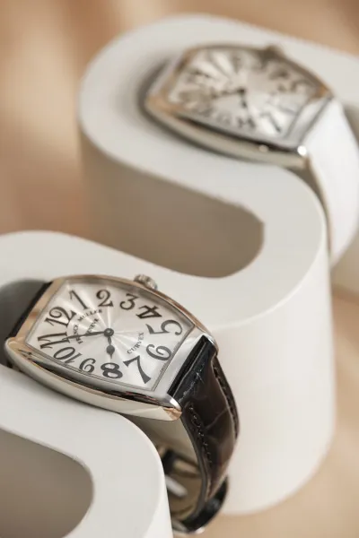 Franck Muller Curvex White Leather Strap Mechanical Watch Watches - 3