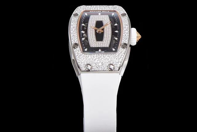 Richard Mille Watches Diamond-Set Tonneau Watch with White Strap product detail image 3