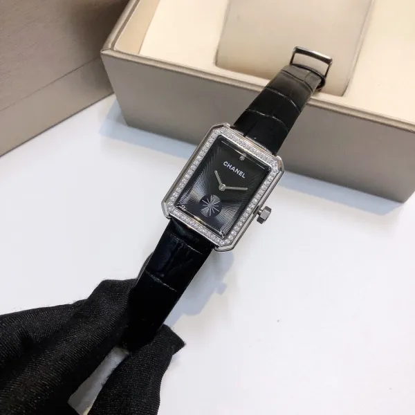 Chanel Première Rectangular Silver Dial Black Leather Watch Watches - 2