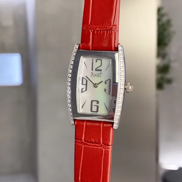 Design Piaget Emperador Coussin Brown Leather Diamond-Set Quartz Watch Watches - 25