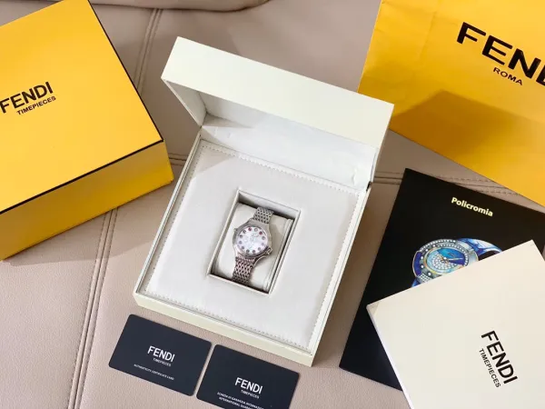 Fendi My Way 28mm Silver Dial with Ruby and Diamond Accents Quartz Watch Watches - 12