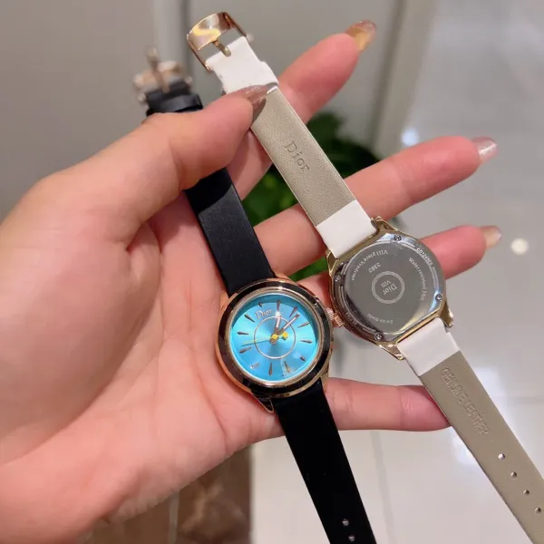 Dior La D de Dior White Strap Black Dial Quartz Watch Watches - 13