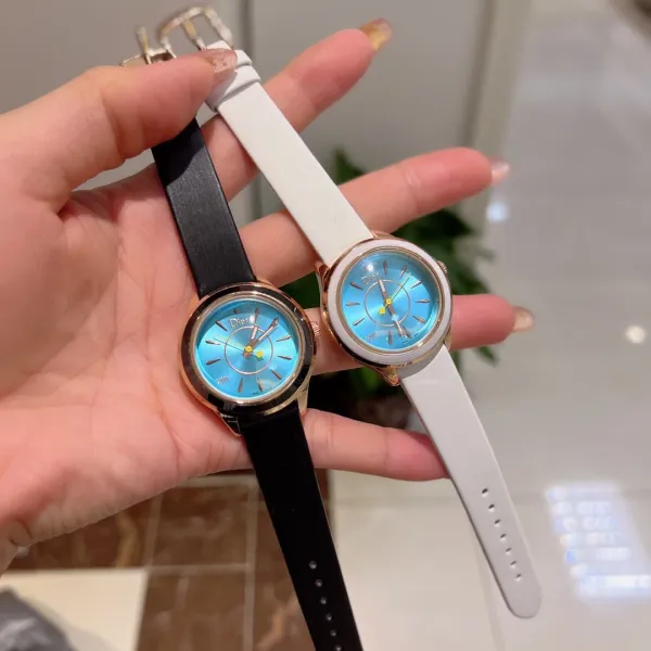 Dior La D de Dior White Strap Black Dial Quartz Watch Watches - 15