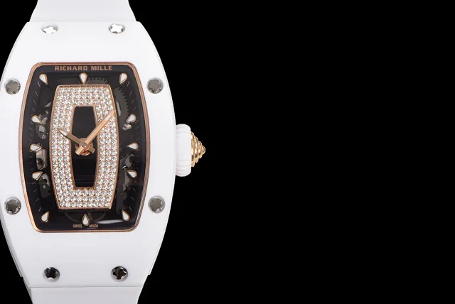 Richard Mille Watches Diamond-Set Tonneau Watch with White Strap product detail image 69