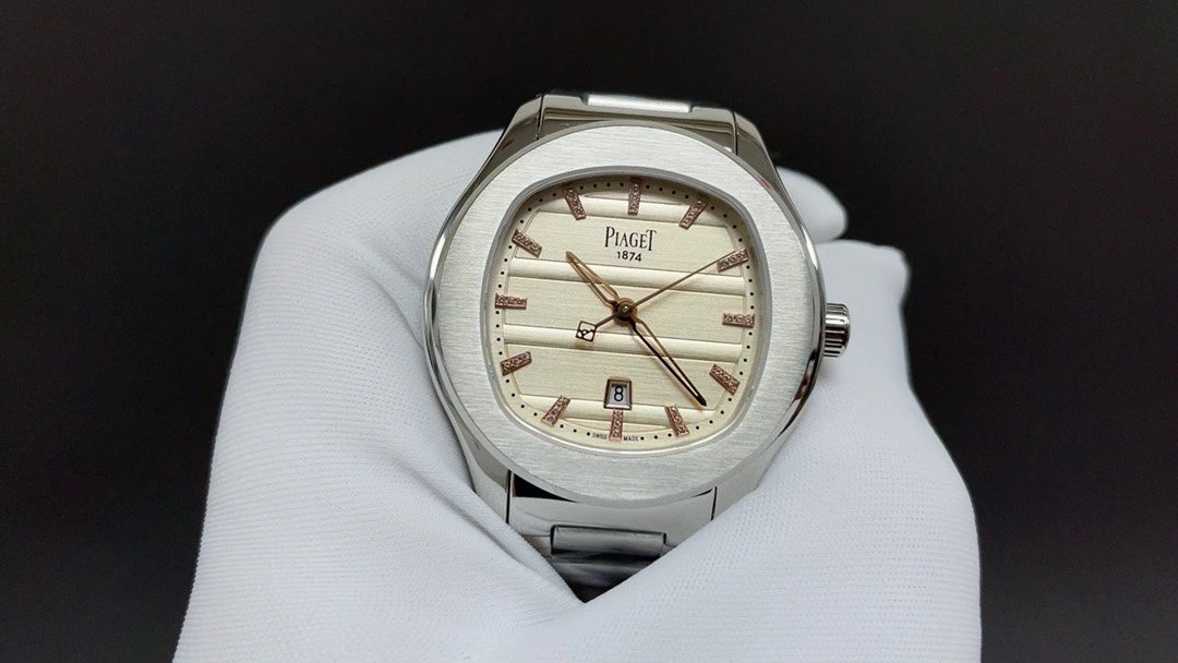 Piaget Watches Stainless Steel Date Watch with Diamond-Set or Brushed Bezel image 2