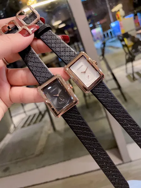 Chanel Boyfriend Watch White Dial and Black Dial with Diamond Bezel and Quilted Leather Strap Watches - 46