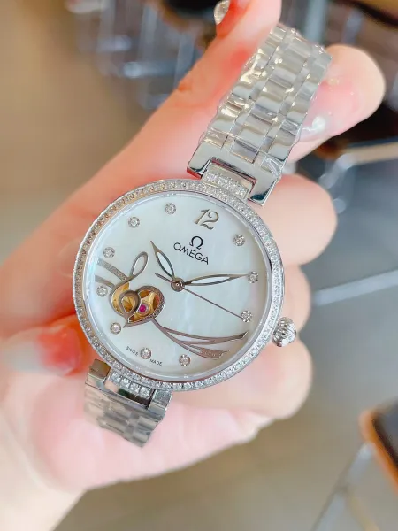 Omega Trésor Automatic Mother-of-Pearl Dial Diamond Bezel Women's Watch Watches - 5